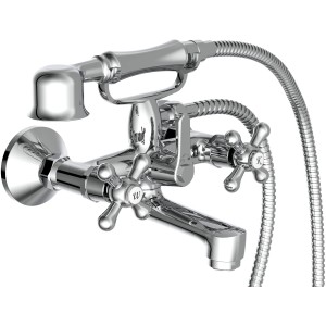 Schütte Badewannenarmatur Elk Chrom mit Handbrause und Brauseschlauch.