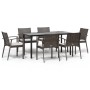 7-teilige Garten-Essgruppe aus Polyrattan und Stahl mit Tisch, 6 Stühlen und Kissen.