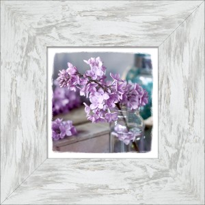 Pro Art Bild Stillleben mit lila Blumen im Glas, gerahmt, 34x34 cm. Skandi-Stil.