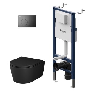 AM.PM WC-Set Wand-WC mit Vorwandelement und Drückerplatte, Schwarz