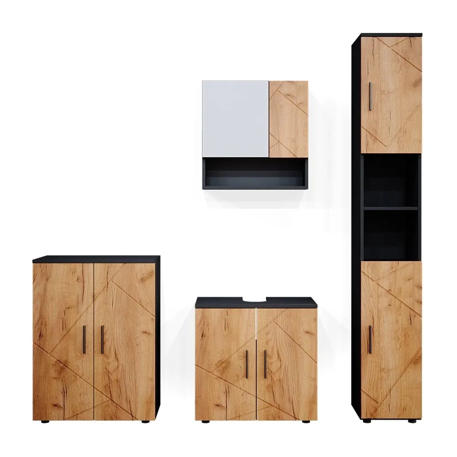 Vicco Badmöbel-Set Irma Goldkraft Eiche/Anthrazit 60 x 59 4-teilig