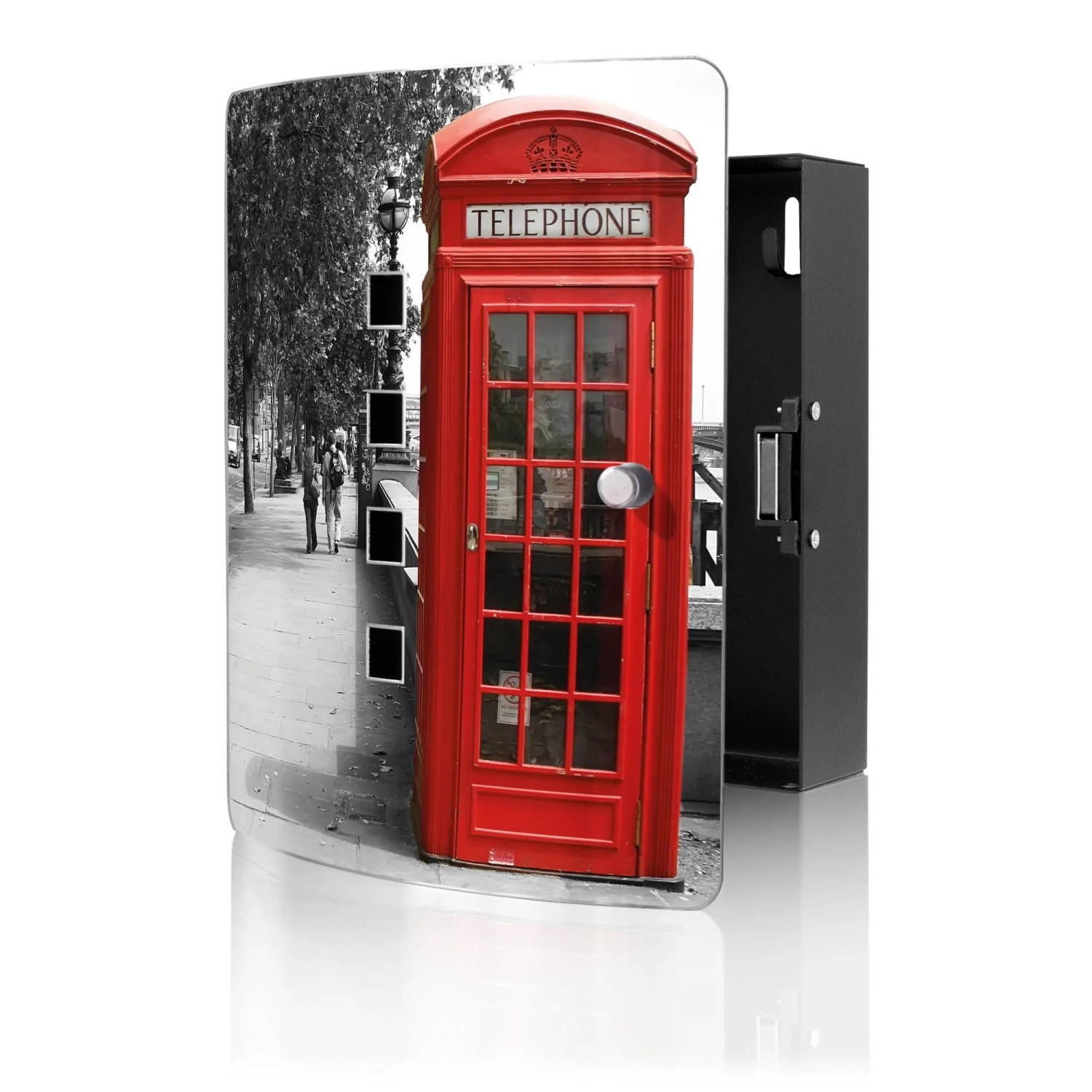 Banjado Design Schlüsselkasten Aus Edelstahl Für 10 Schlüssel 24x21,5x7cm Mit Magnetverschluss Motiv London Red Telephone