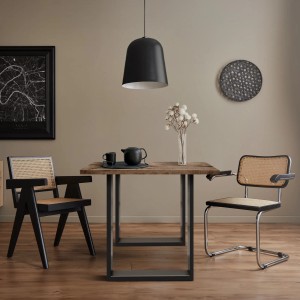 Esstisch mit ECD Germany Tischbeinen aus Stahl, Vierkantprofil anthrazit, 60x72 cm.