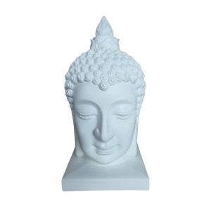 Relaxdays Buddha Kopf Polyresin Weiß Wetterfest 60 cm x 30 cm x 30 cm 2,5 kg