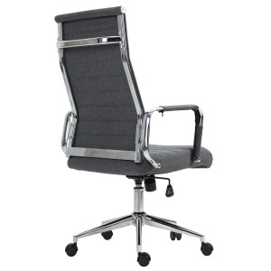 Dunkelgrauer Svita Office Comfort Bürostuhl mit hoher Rückenlehne und Chromgestell, Rückansicht.