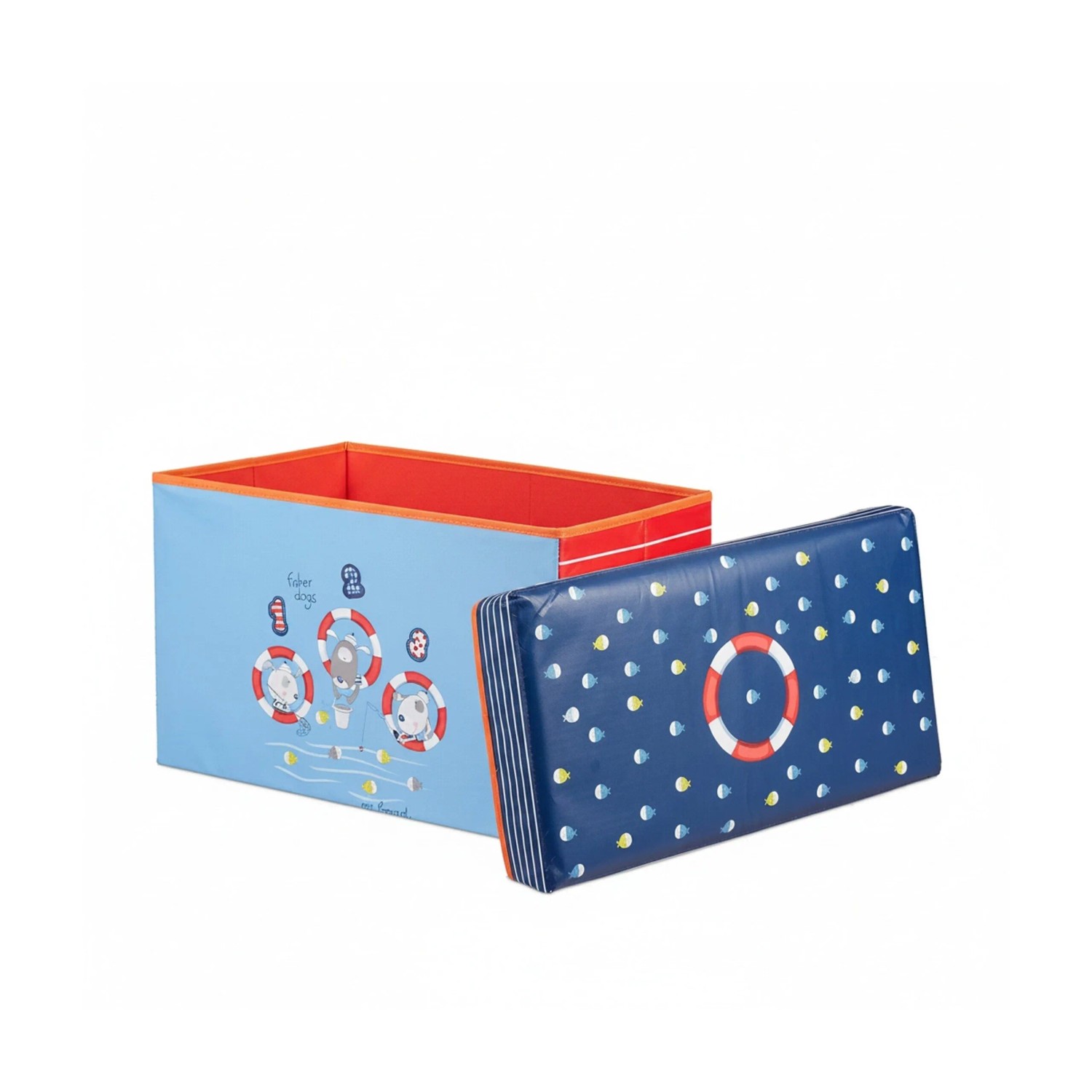 Relaxdays Sitzbox Polyester Mehrfarbig Faltbar Sea Life 36 cm x 60,5 cm x 30,5 cm 2 kg
