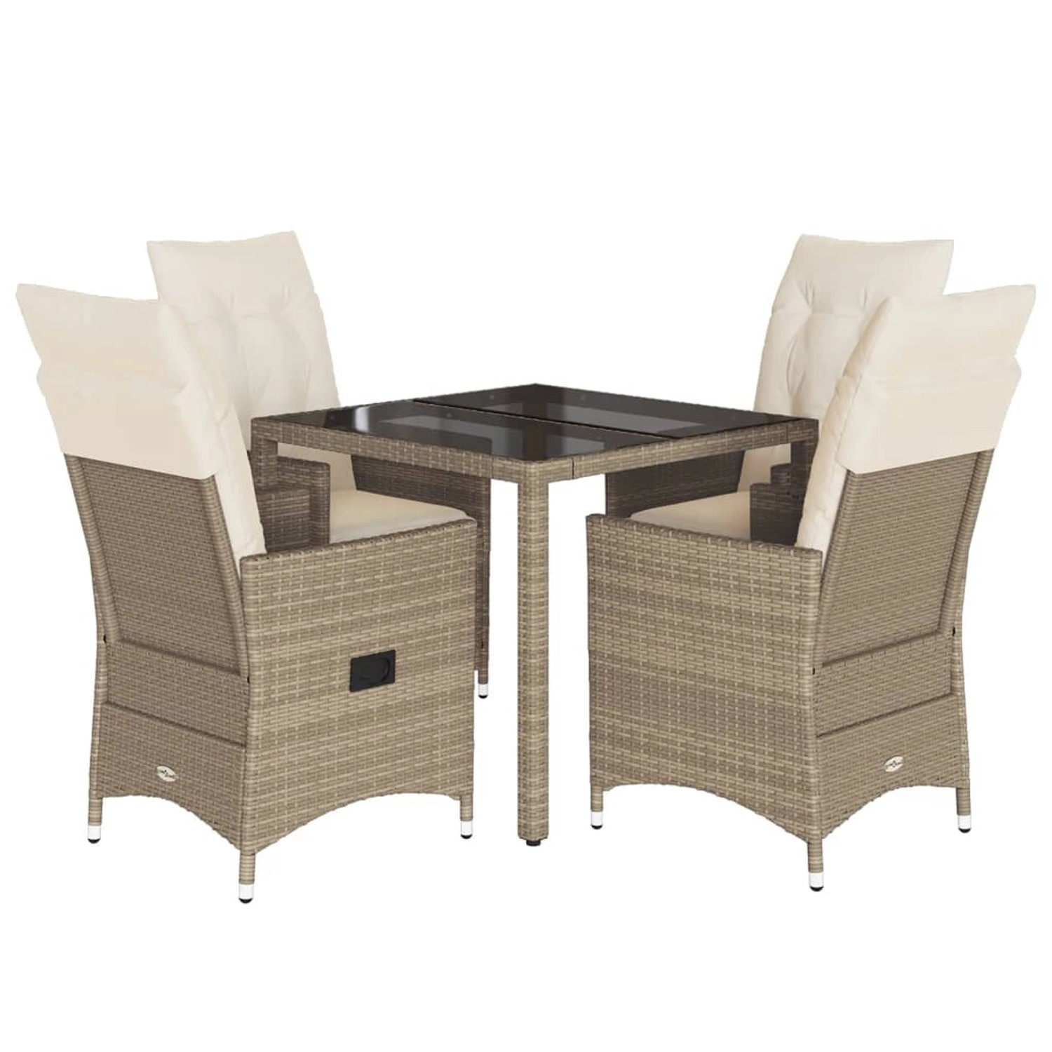 vidaXL 5-tlg Garten-Essgruppe mit Kissen Beige Poly Rattan Modell 44 günstig online kaufen