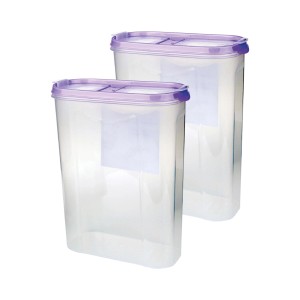 2er-Pack Bestlivings Frischhaltebox Schüttdose, 2,8 Liter, lila Deckel, transparente Vorratsdosen.