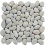 Mosaikmatte Flusskiesel White matt, 30x30 cm, für Wand und Boden.