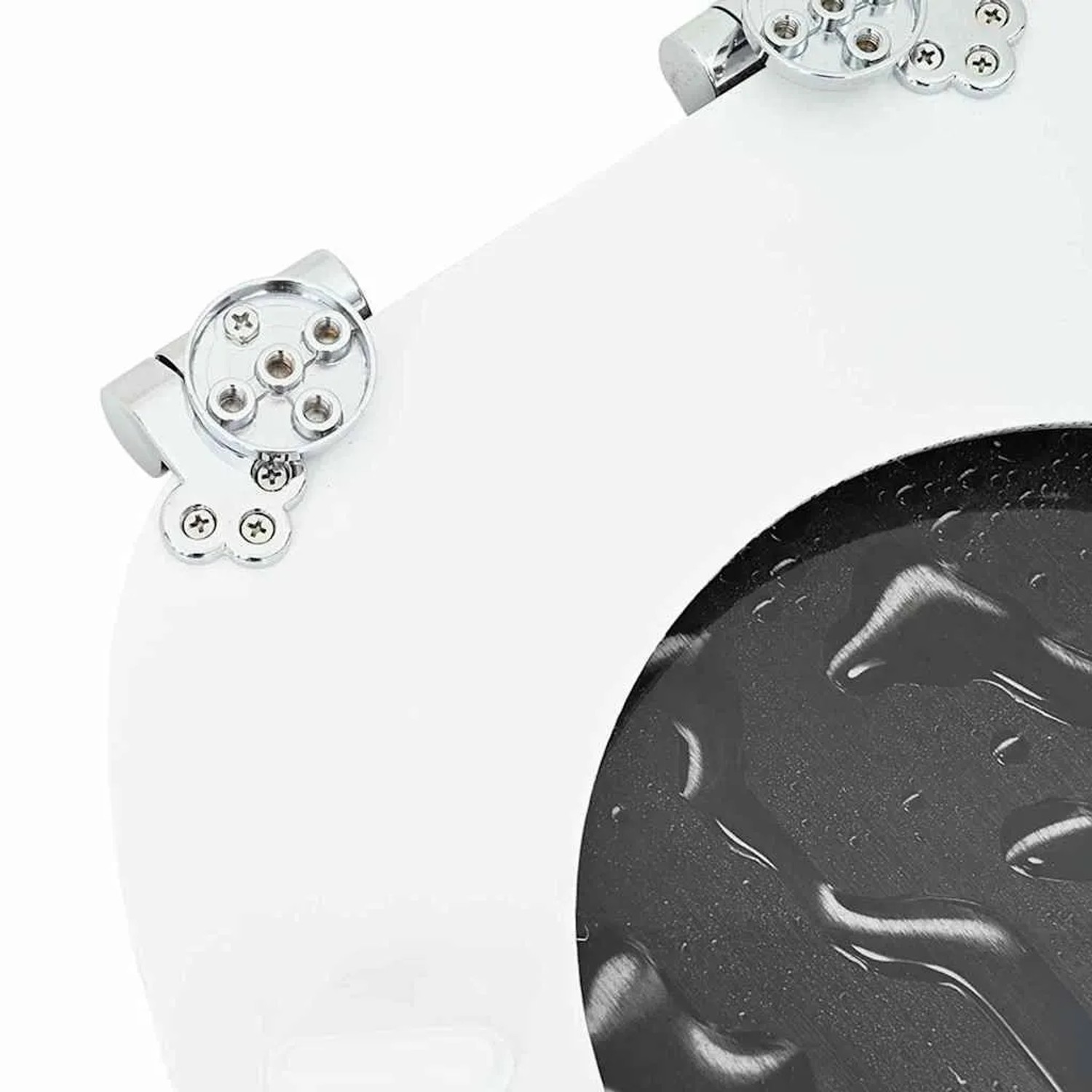 Grauer vidaXL WC-Sitz mit Soft-Close und MDF-Platte, Detailansicht der Befestigung.