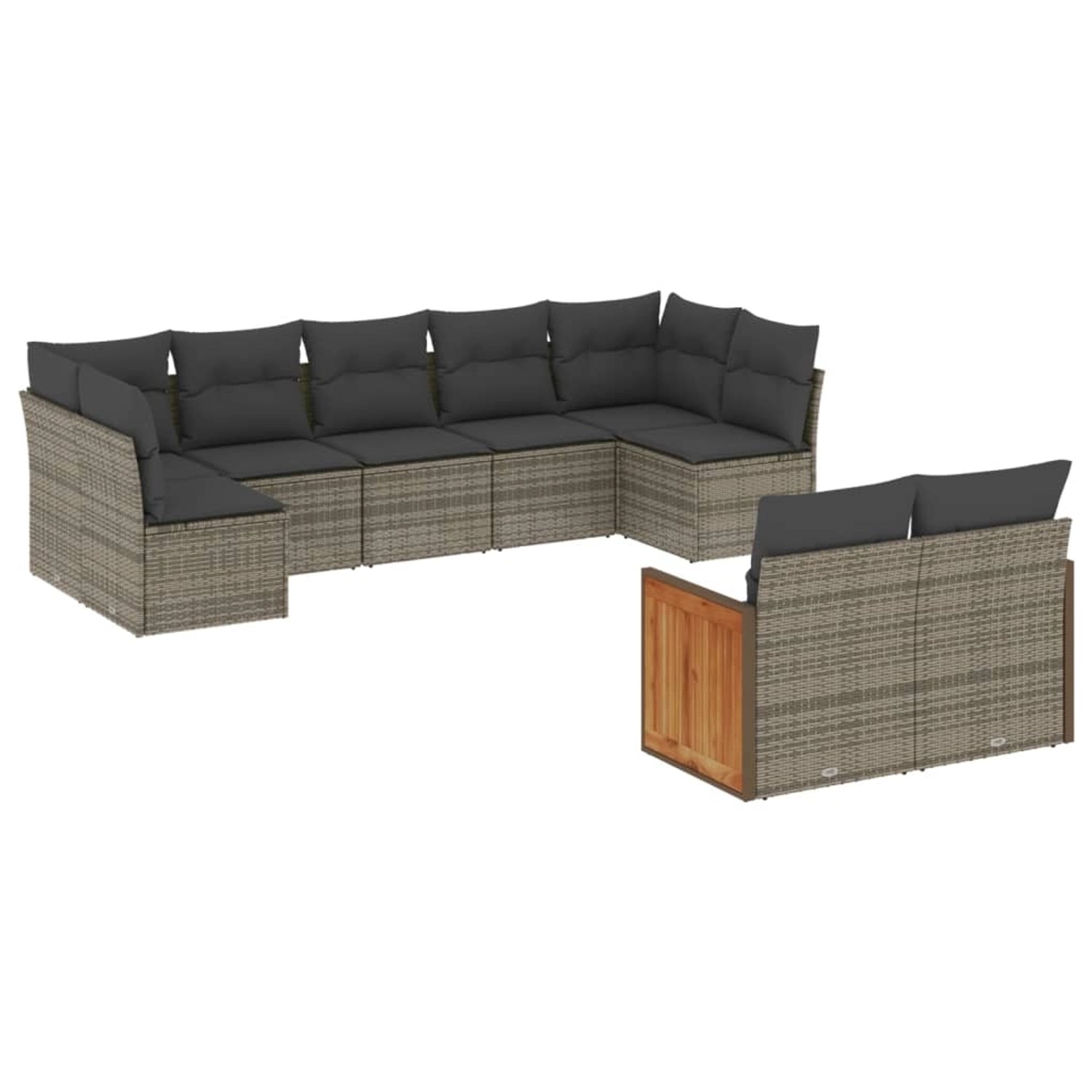 Thumbnail - vidaXL 9-Tlg Garten-Sofagarnitur mit Kissen Grau Poly Rattan 3260373