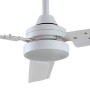 Weißer Lindby LED Deckenventilator Aerallo aus Metall mit integrierter Lampe. Modernes Design für Wohnzimmer.