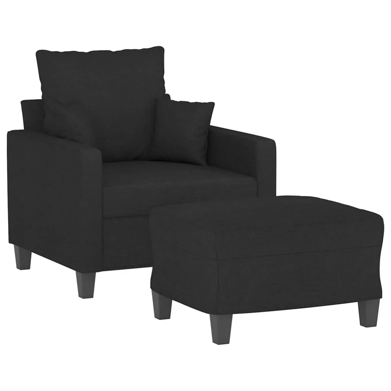vidaXL Sessel mit Hocker Schwarz 60 cm Stoff 3201085