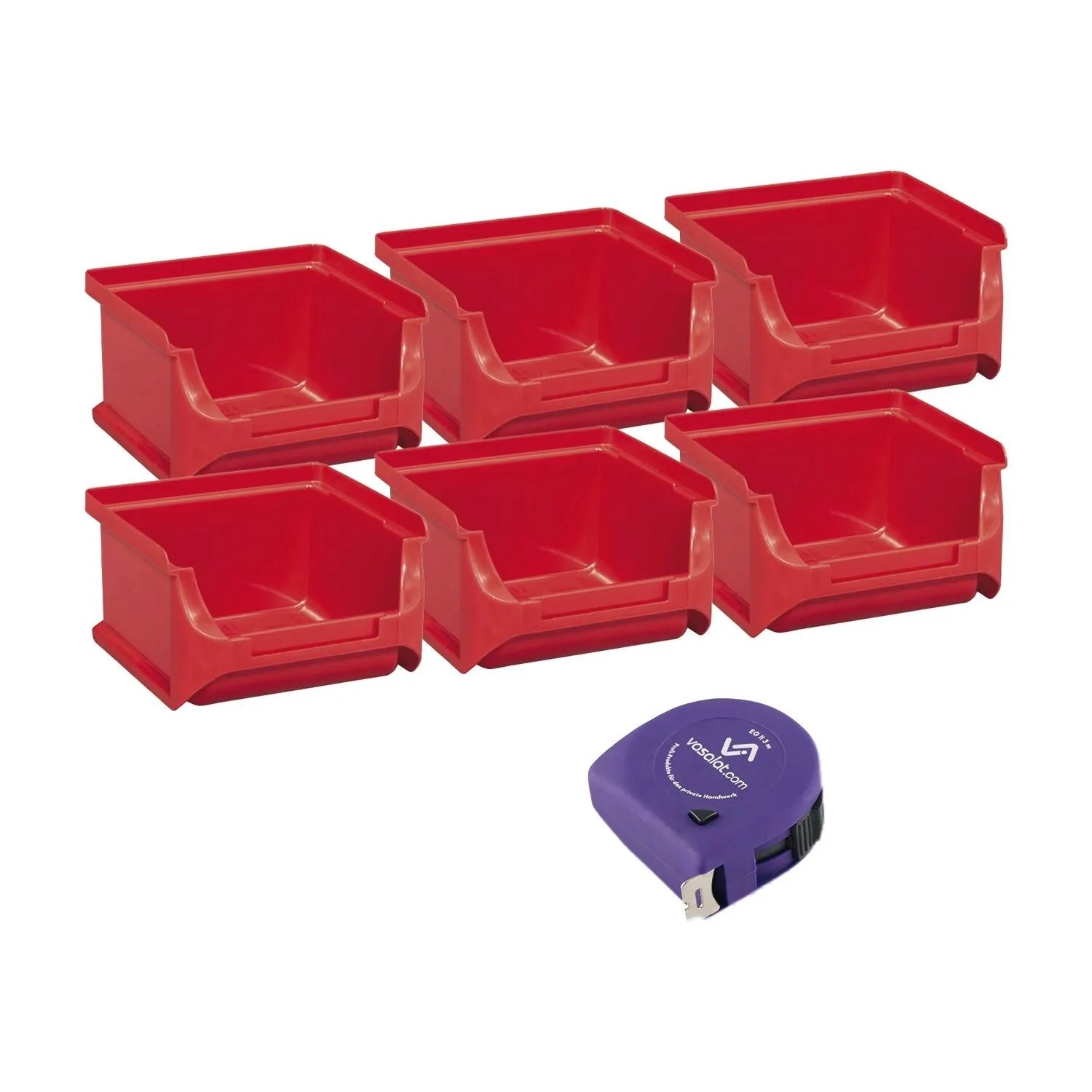 vasalat Set Stapelboxen Größe 1 100x102x60 mm Rot 6 Stück