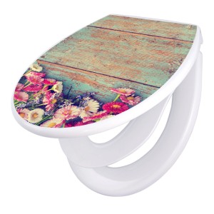 Banjado Familien WC-Sitz mit Blumenmotiv. Klodeckel mit integriertem Kindersitz und Absenkautomatik.