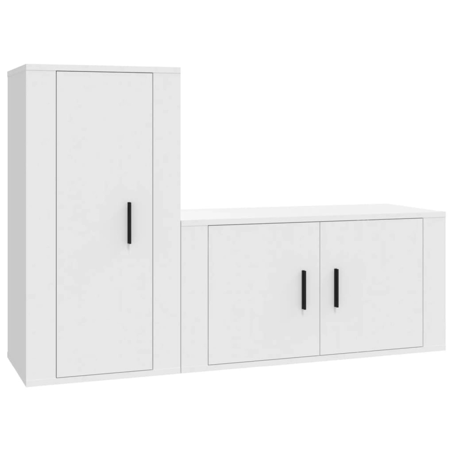 vidaXL 2-Tlg TV-Schrank-Set Weiß Holzwerkstoff 3188470