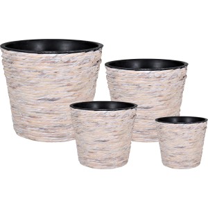 A.H.G. Übertopf Set aus Wasserhyazinthe, waschweiß, verschiedene Größen.