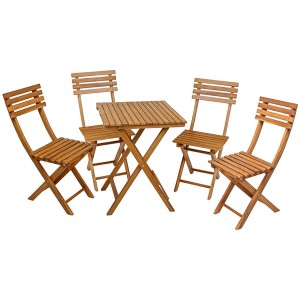 Balkon-Set Alameda, 3-teilig, aus Akazienholz, klappbarer Tisch und Stühle für kleine Balkone.