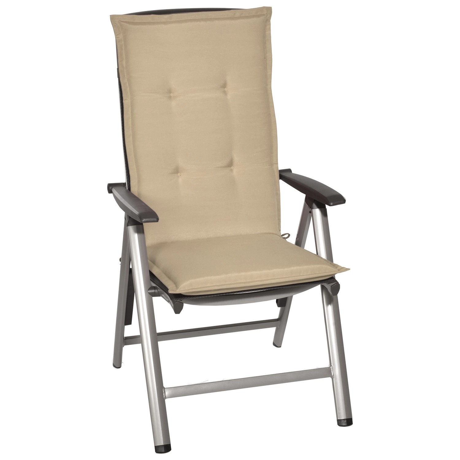 6er Set Beautissu Loft HL Hochlehner Auflagen, naturfarben, für Gartenstühle.