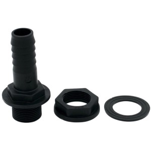 Tankdurchführung 26,4 mm mit Schlauchtülle 20 mm und Dichtung für Regentonnen.