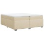 Cremefarbenes vidaXL Boxspringbett (200x200 cm) mit Matratze und Auflage.