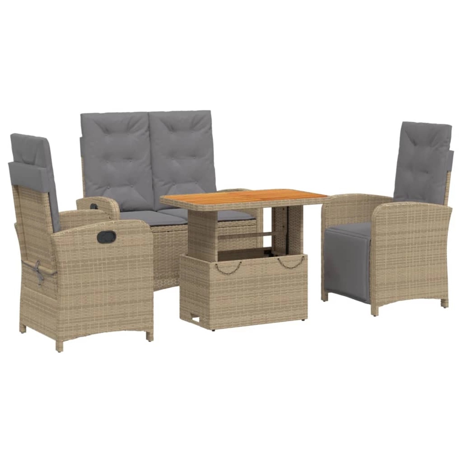 vidaXL 4-Tlg Garten-Essgruppe mit Kissen Beige Poly Rattan 3277372 günstig online kaufen