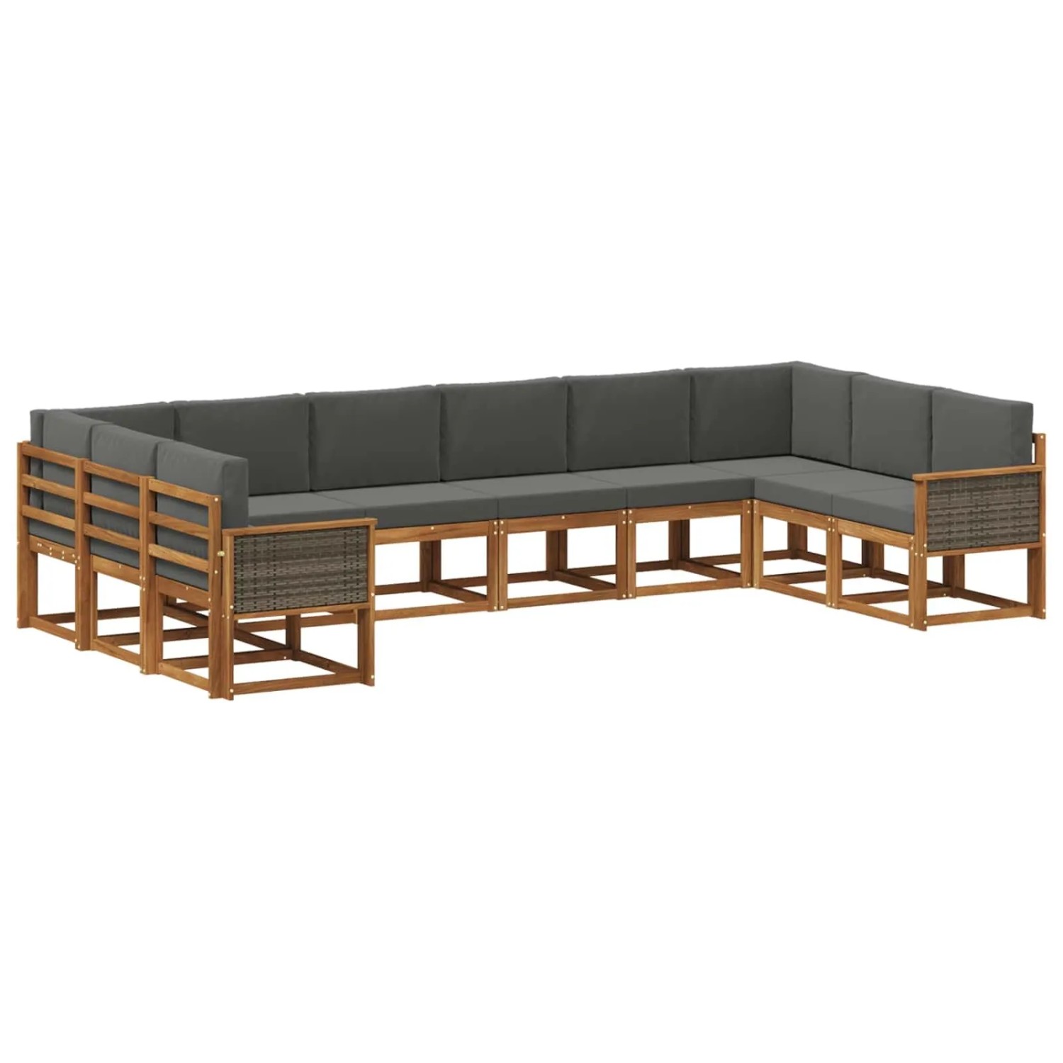 vidaXL Outdoor-Sofagarnitur mit Kissen 10 Stk Natur und Anthrazit 3385568