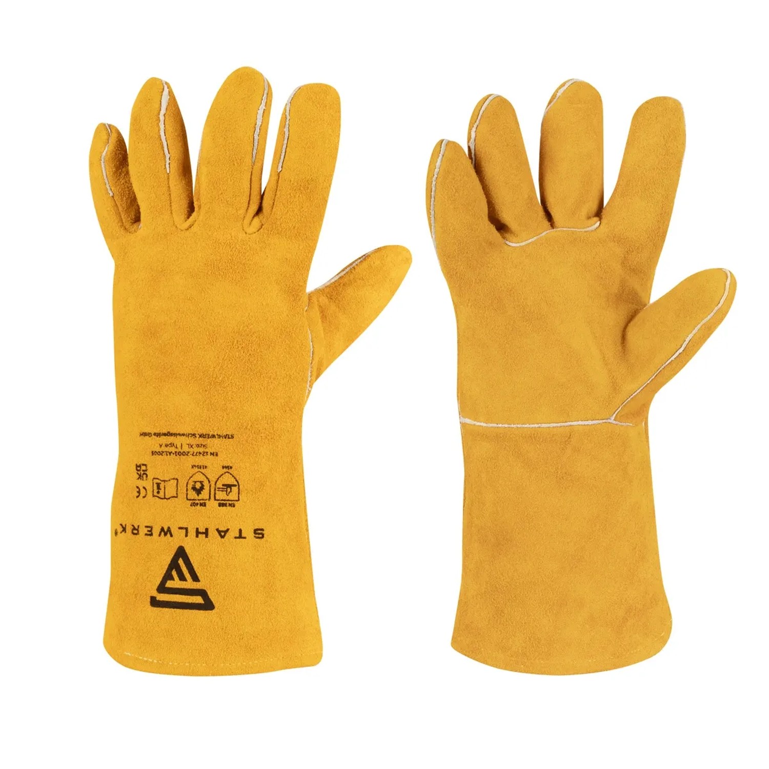 STAHLWERK Schweißerhandschuhe aus gelbem Leder, Zubehör für Kompressoren.