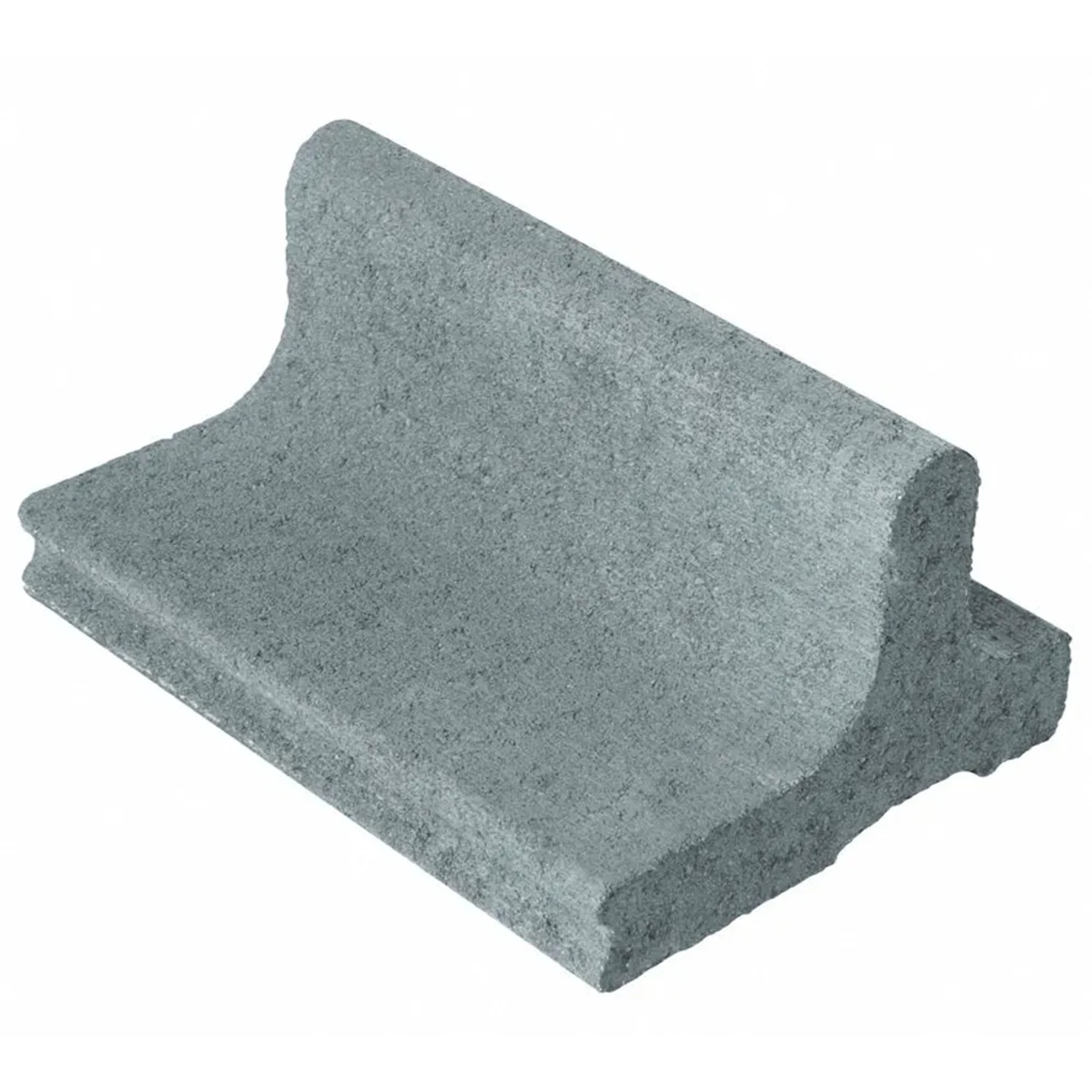 Grauer Mährandstein (25x18,5x12 cm) aus Beton zur einfachen Rasenkantenbegrenzung.