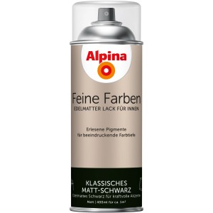 Alpina Feine Farben Sprühlack, klassisches Matt-Schwarz, 400ml Dose.