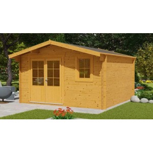 Imprägniertes Alpholz Holz-Gartenhaus Roger-34, 400x400cm, mit Doppeltür und Fenster.