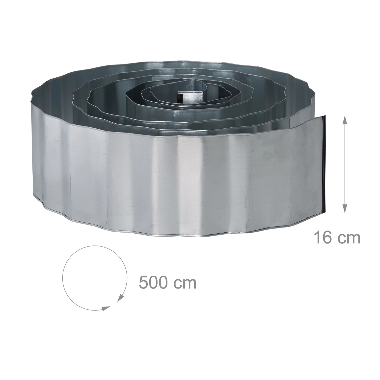 Relaxdays Rasenkante Metall Verzinkt Silber Flexibel 16 cm x 500 cm_4