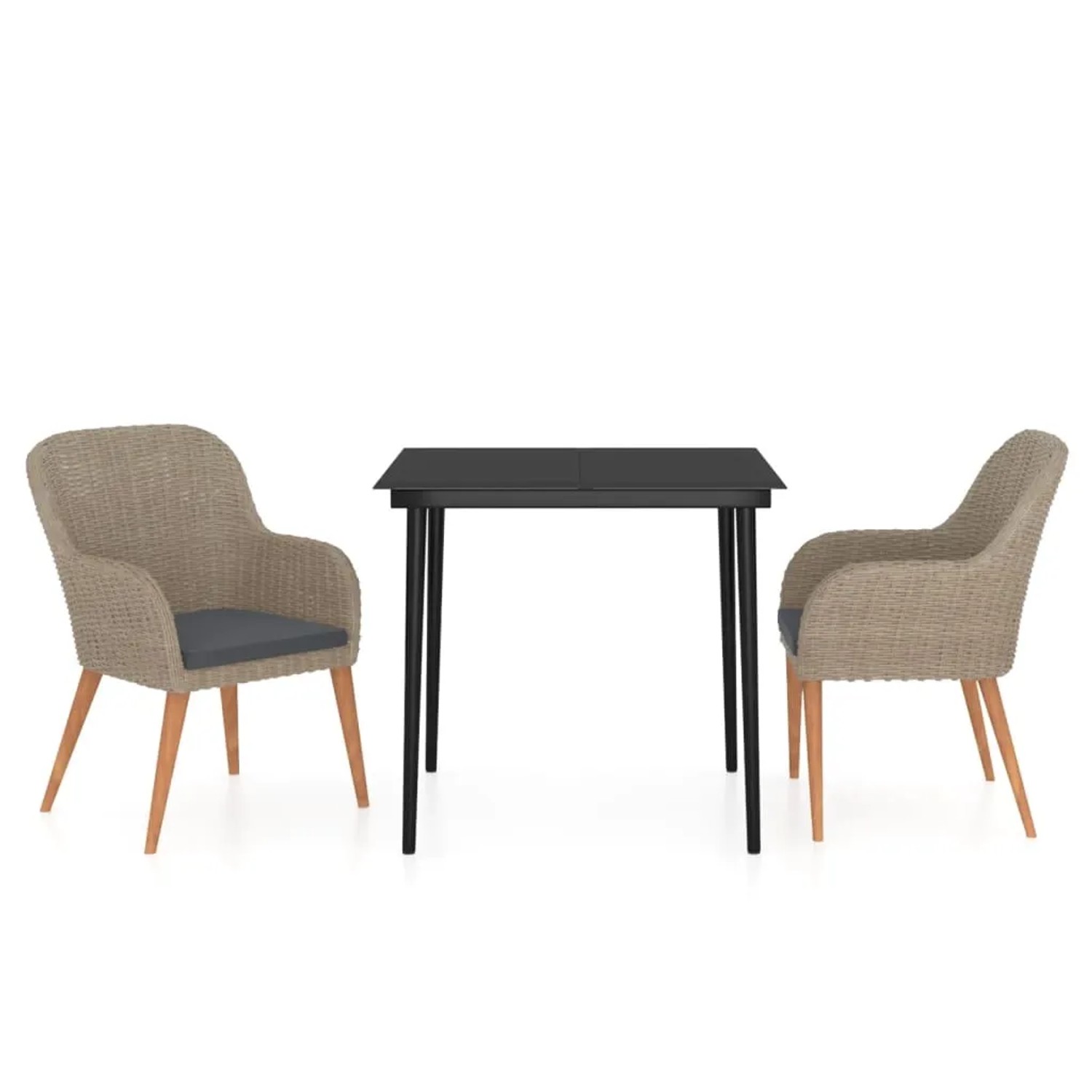 vidaXL 3-Tlg Garten-Essgruppe mit Kissen Braun 3099523