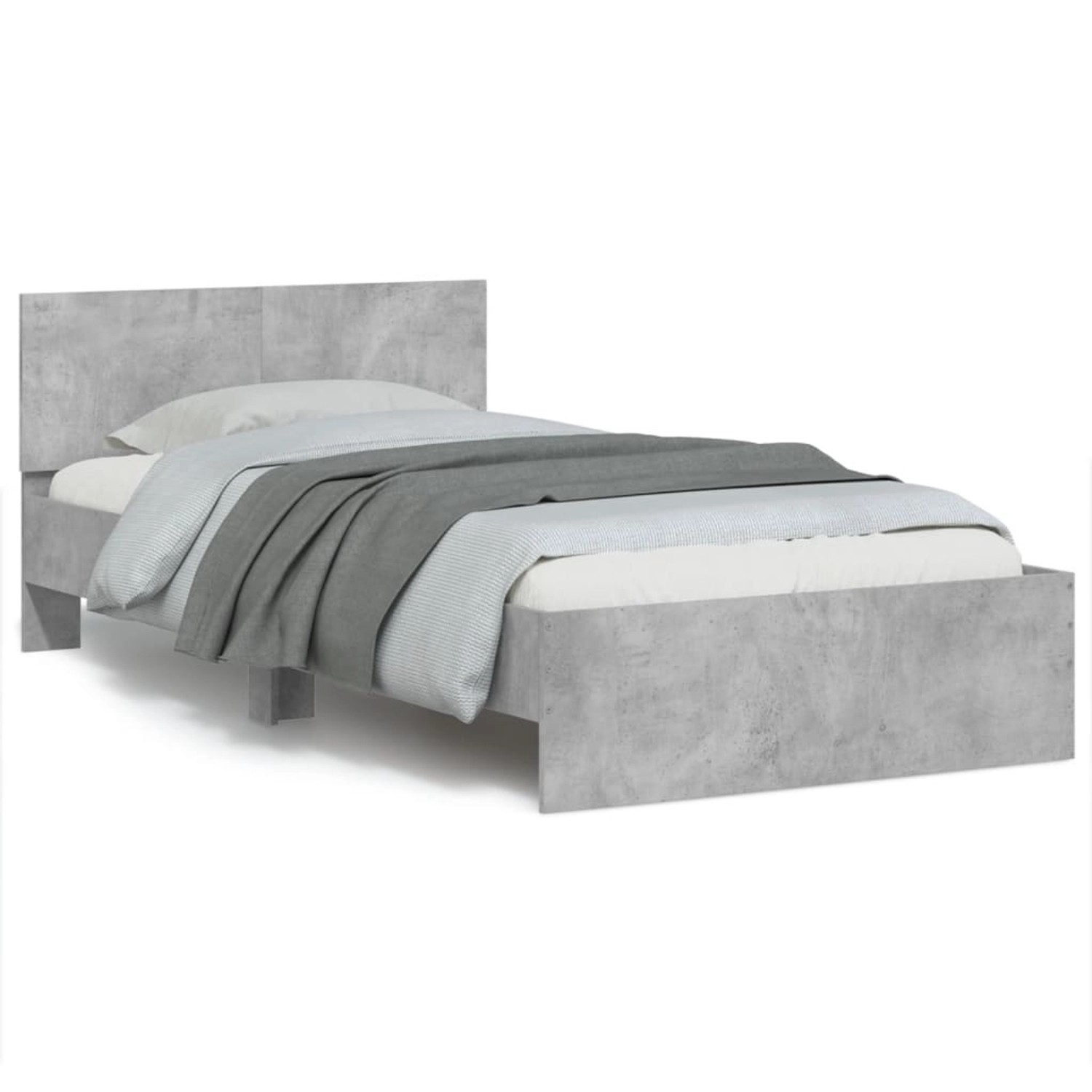 vidaXL Bettgestell mit Kopfteil Betongrau 100x200 cm Holzwerkstoff1938561 günstig online kaufen