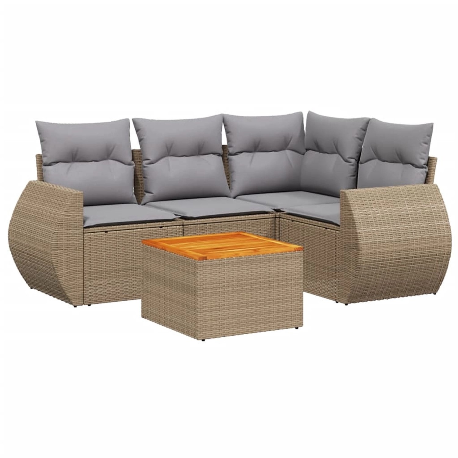 vidaXL 5-Tlg Garten-Sofagarnitur mit Kissen Beige Poly Rattan 3257319 günstig online kaufen