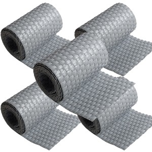 NYVI Polyrattan Sichtschutzstreifen, 5 Rollen, hellgrau. Zubehör für Zaunbau und Sichtschutz.