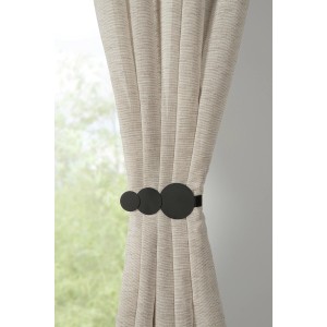 Gardinia Raffhalter Kreisoptik Schwarz an Vorhang, zur Dekoration und zum Raffen von Stoffen.