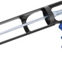 LUX Kartuschenpresse aus Kunststoff mit blauem Griff und Metallstange.