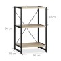 Relaxdays Standregal 3 Etagen Holzwerkstoff Metall Braun Schwarz mit Wandbefestigung 80 cm x 50 cm x 35 cm 7,6 kg_4