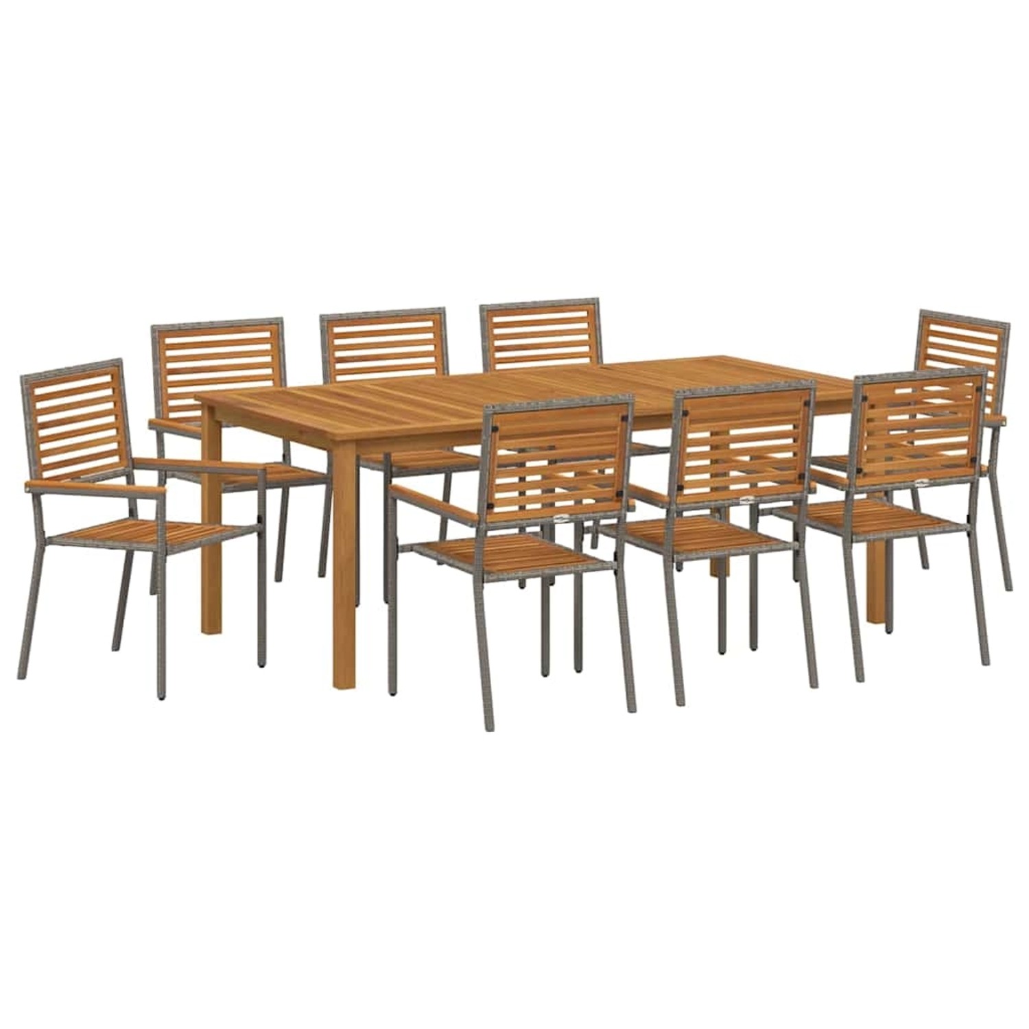 vidaXL Garten Essgruppe 9-Tlg Grau Poly Rattan 3365527 günstig online kaufen