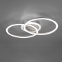 Moderne LED-Deckenleuchte Venida in Titanoptik mit drei verschlungenen Ringen.
