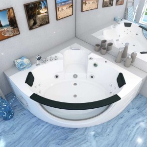 AquaVapore Whirlpool W06-TH, 152x152cm, Eckbadewanne mit Düsen und Nackenkissen.