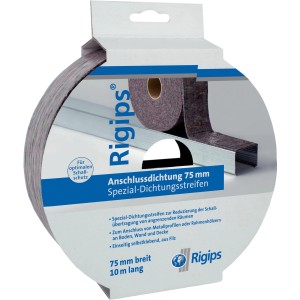 Rigips Anschlussdichtung aus Filz, 75mm x 10m, zur Schallisolierung von Wand- und Deckenkonstruktionen.