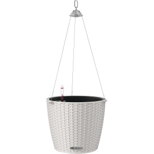 Lechuza Nido Cottage Blumenampel, Ø 27cm, lichtgrau, mit Bewässerungssystem und Edelstahlaufhängung.