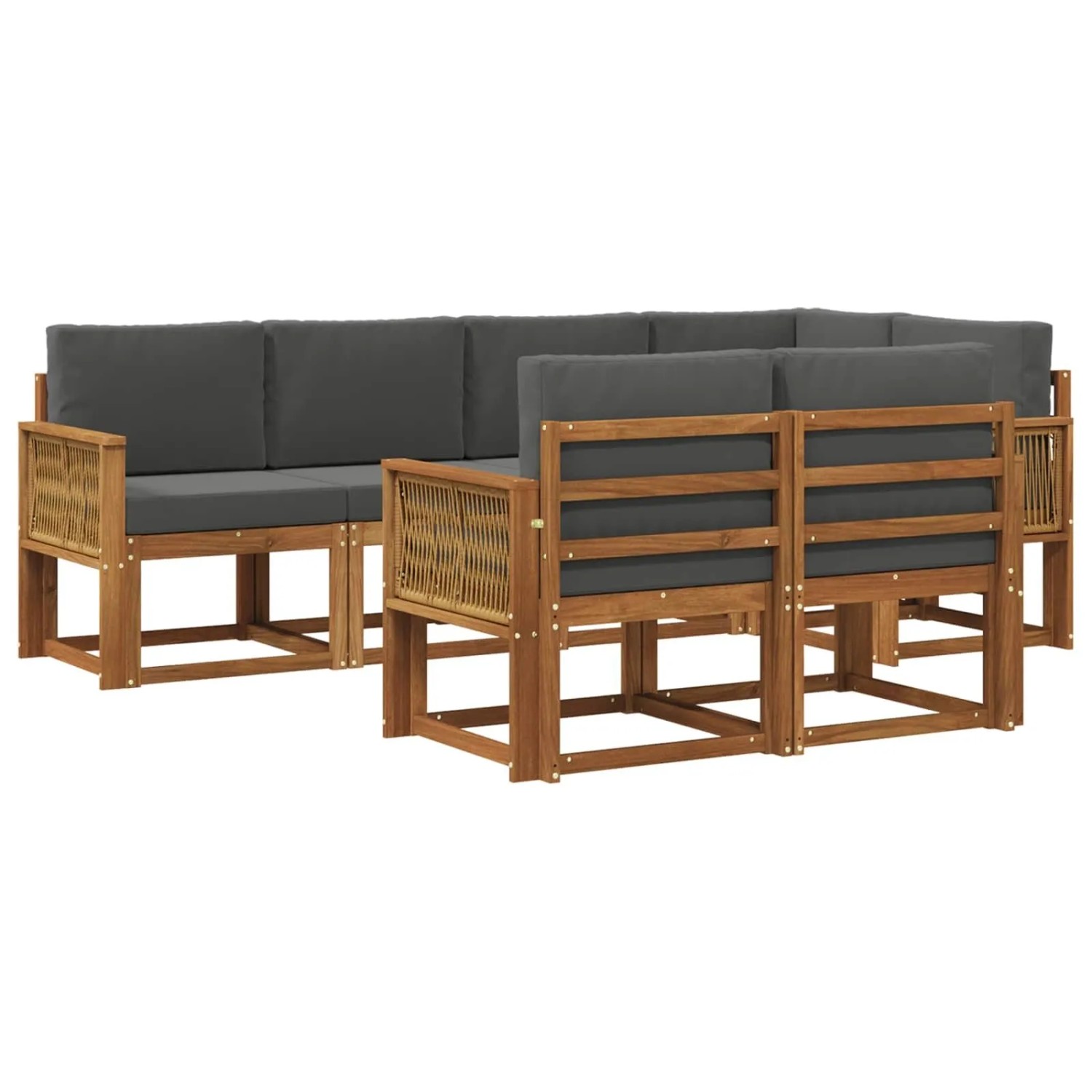 vidaXL Outdoor-Sofagarnitur 7 Stk Natur und Anthrazit Polyester 3385298