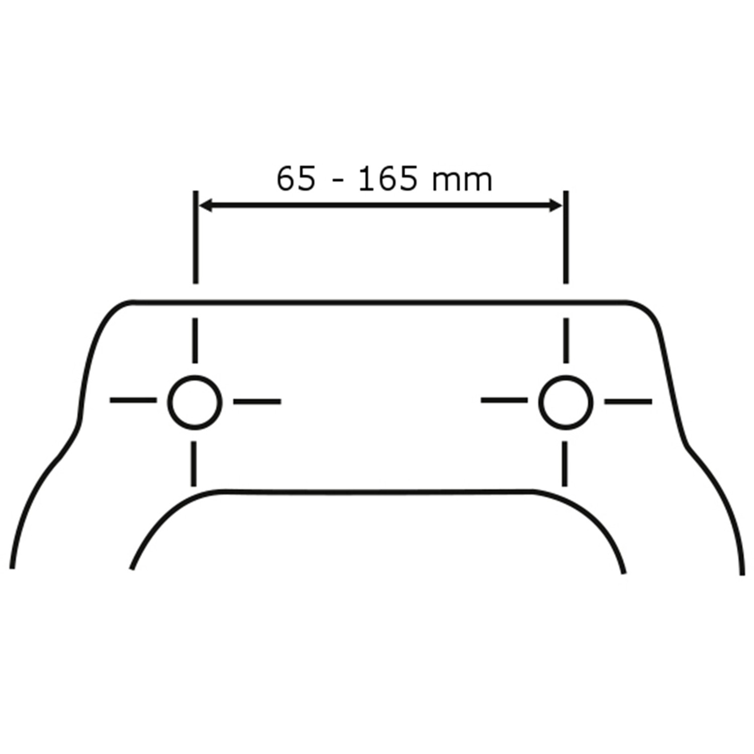 Skizze: WC-Sitz Befestigungsabstand (65-165mm) für Wenko WC-Sitze.