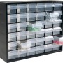 LUX-TOOLS Sortierkasten mit 36 transparenten Schubladen für Kleinteile, ideal für Werkstatt und Garage.