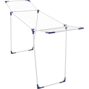 Leifheit Wäscheständer Classic 180 Solid, weiß/blau, mit aufklappbaren Flügeln.