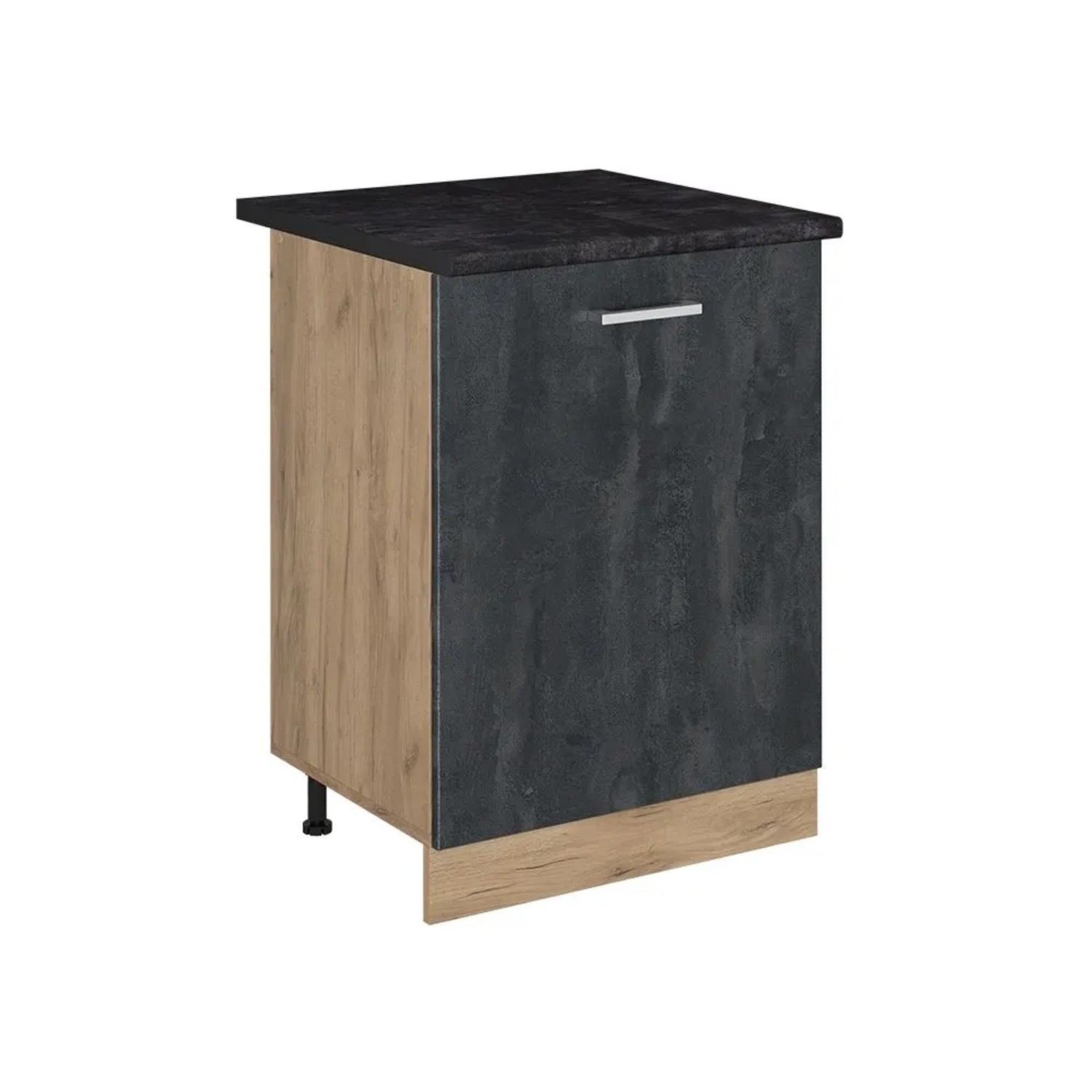 Vicco Küchenunterschrank R-Line Schwarz Beton/Goldkraft Eiche 60 x 82 mit 1 Tür Arbeitsplatte Anthrazit Art Nr 72191