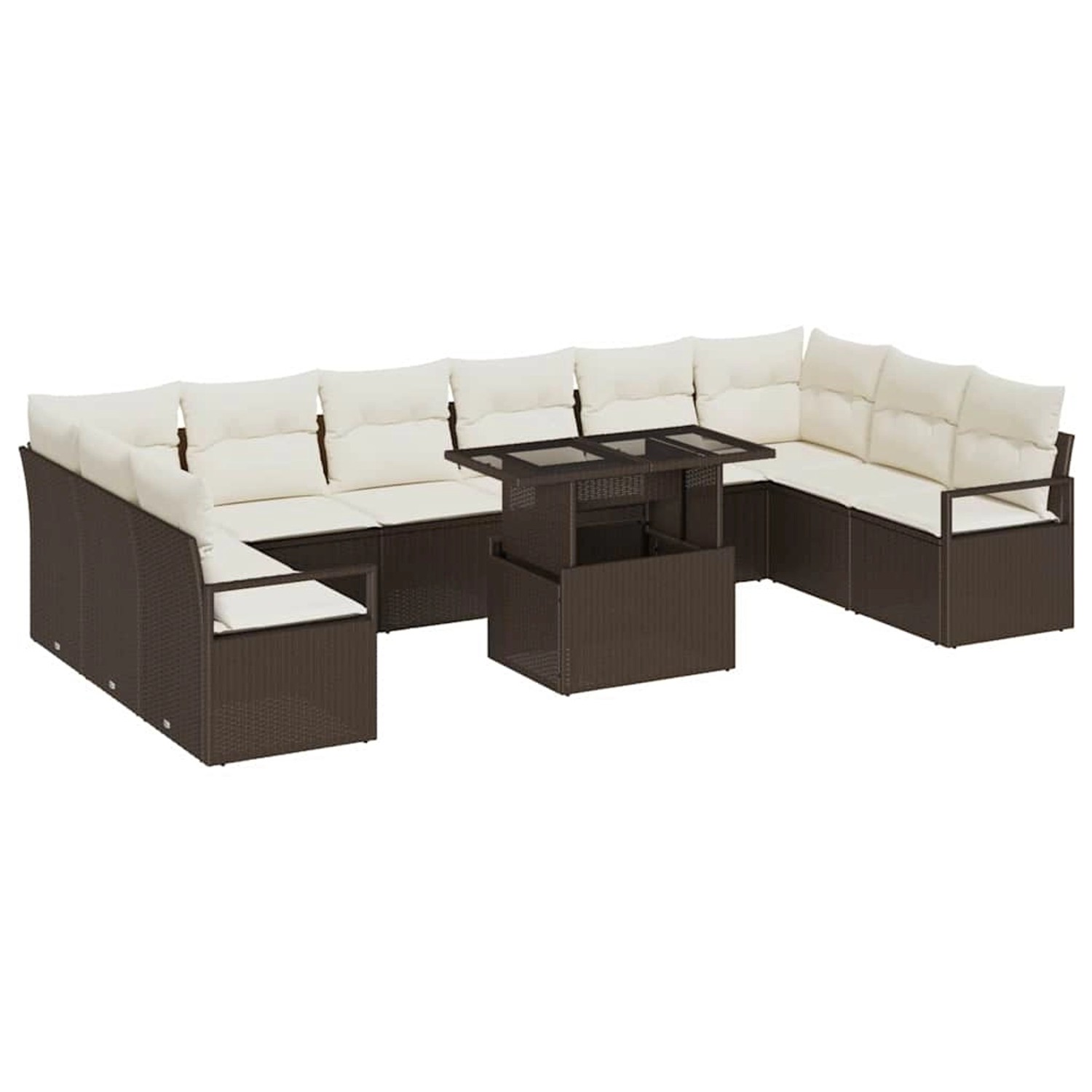 vidaXL Garten-Sofa-Set mit Speicher 11-Tlg Braun Poly Rattan 3357631 günstig online kaufen